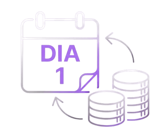 Ilustração da garantia: DIA 1 com devolução de dinheiro